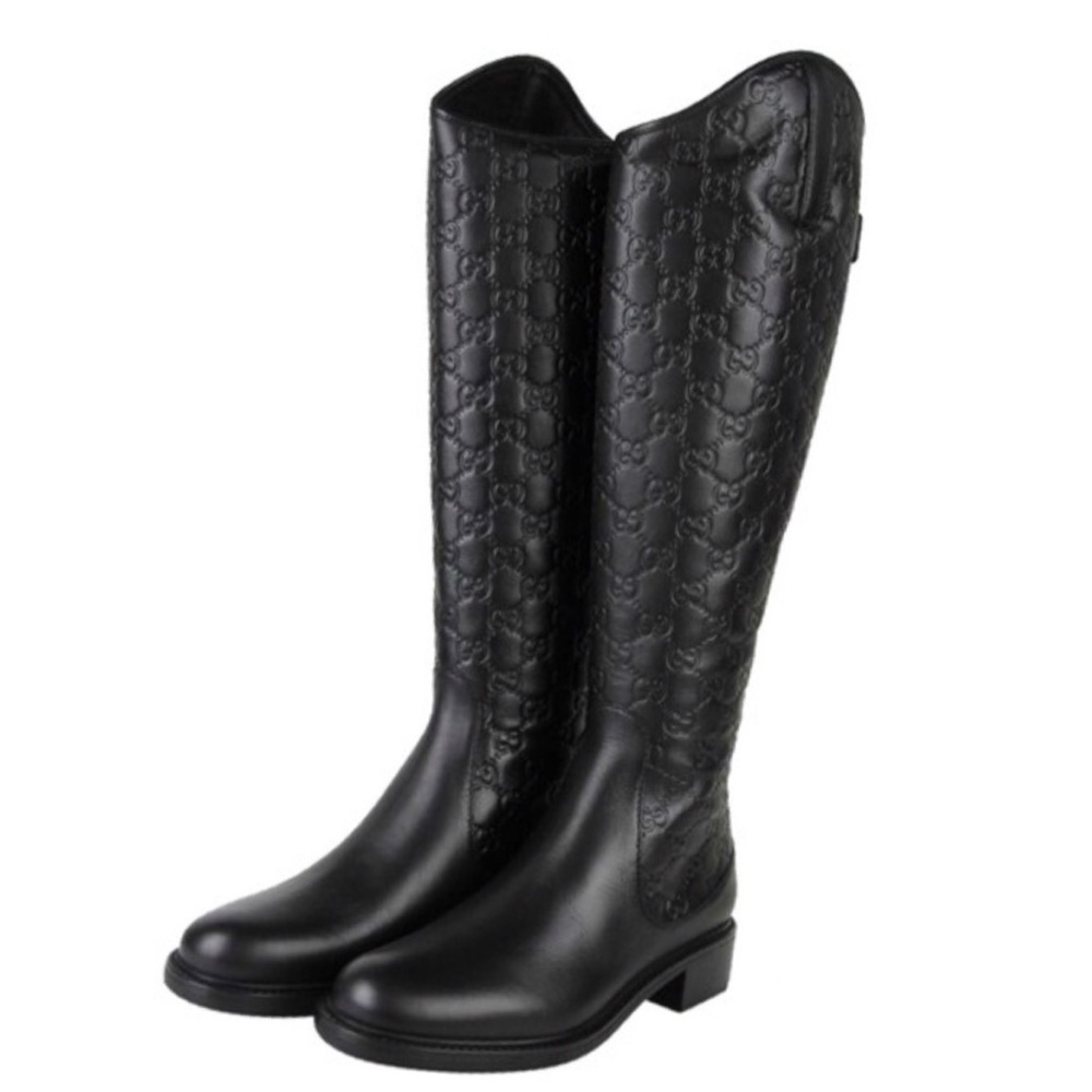 Gucci Black Micro Guccissima Leather | Riding Boot